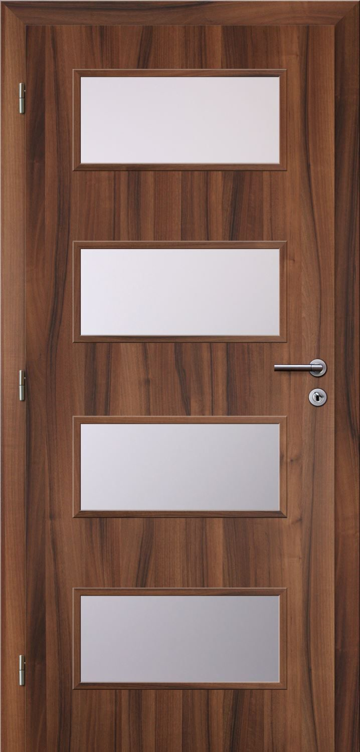 Solodoor Dveře fólie SMART 17 ořech 80 L oblá hrana boční sklo satinato