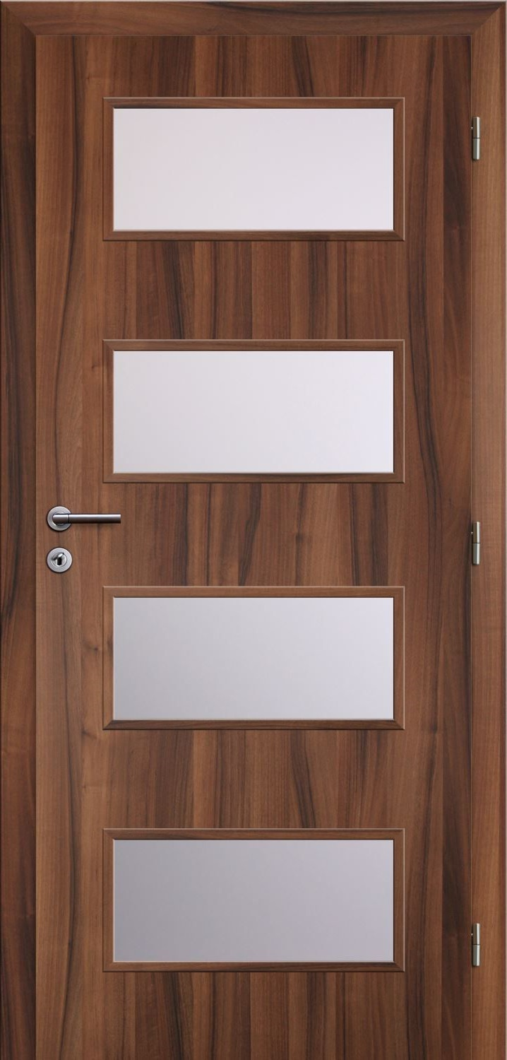 Solodoor Dveře fólie SMART 17 ořech 80 P oblá hrana boční sklo satinato