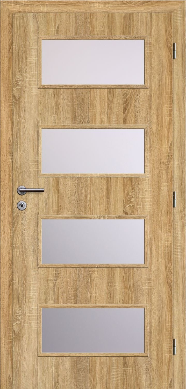 Solodoor Dveře struktur SMART 17 dub sonoma 80 P oblá hrana boční sklo satinato
