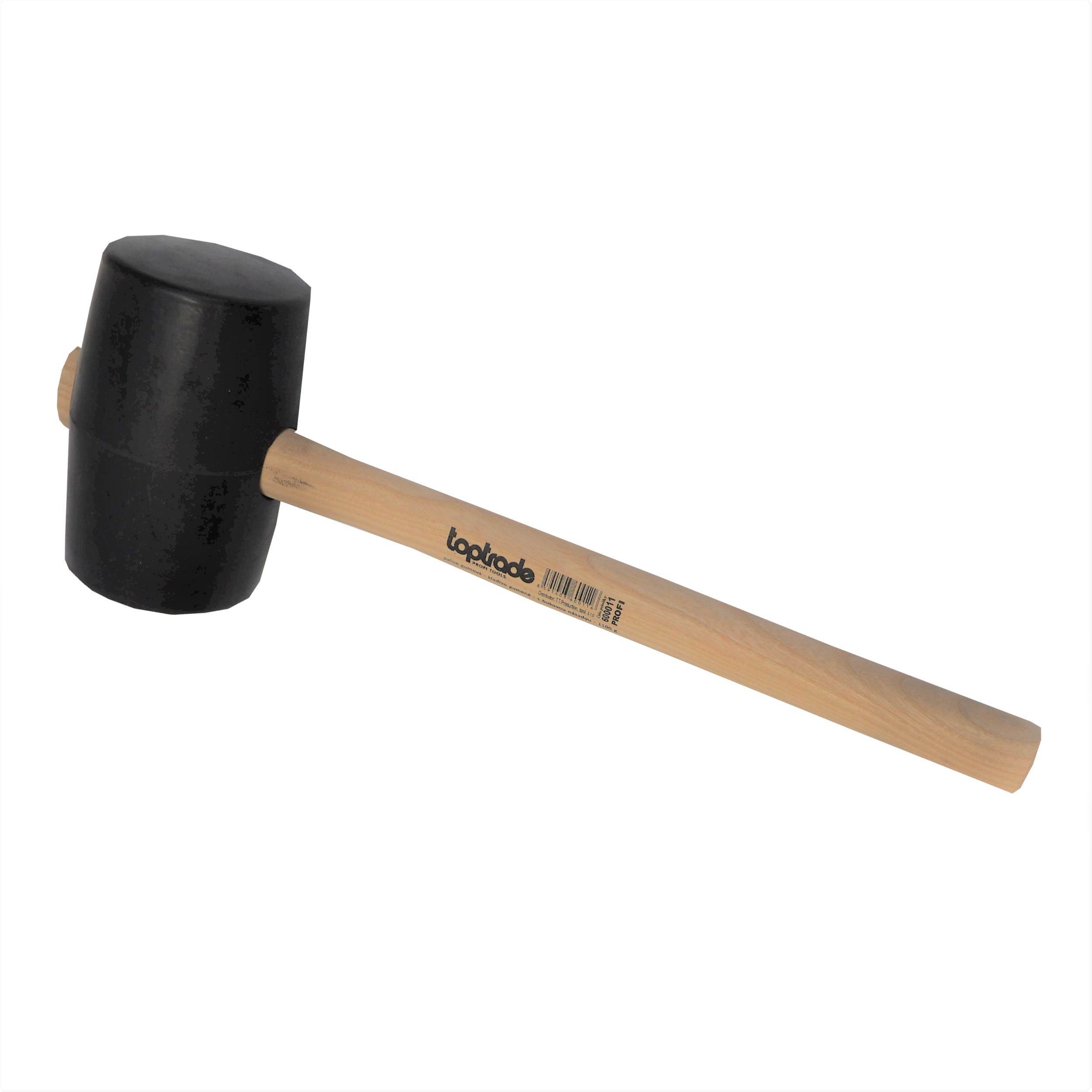 Toptrade Palice gumová, černá, s bukovou násadou, pr. 90mm / 1 100 g, certifikovaná, profi