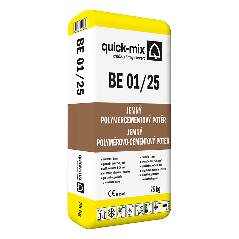 Quick-mix Potěr polymercementový BE 01/25 jemný 25 kg