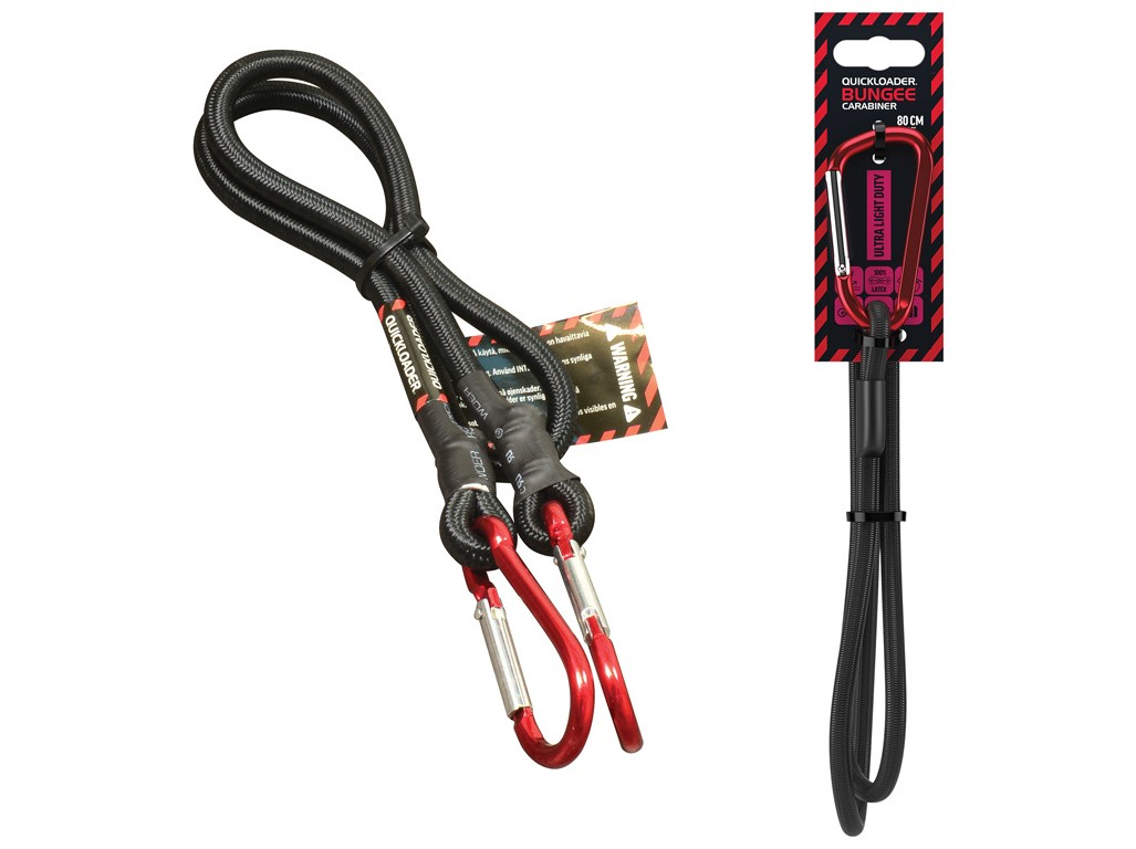 Quickloader Guma upínací s karabinou Carabiner 45 kg 80 cm x 8 mm