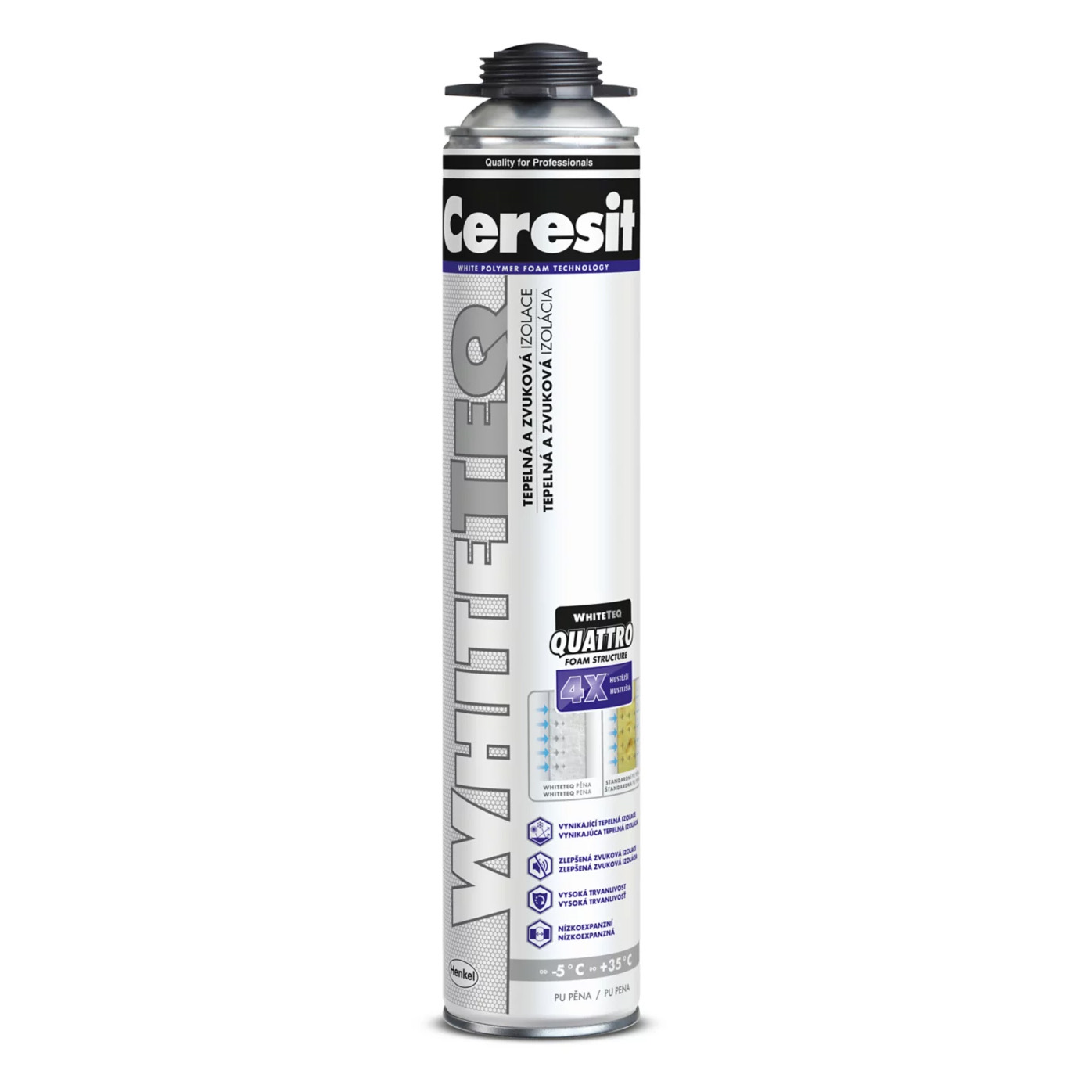 Ceresit Pěna montážní pistolová nízkoexpanzní WhiteTeq 750 ml