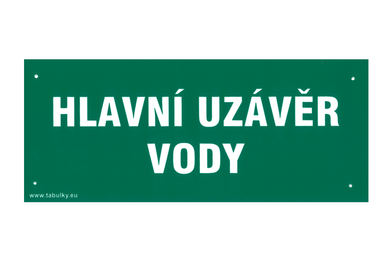 Tab. 21x8,7 cm HLAVNÍ UZÁVĚR VODY